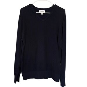 Goodfellow & Co Mens Navy Blue V-Neck Cotton Knit Sweater Size M VN1262180
